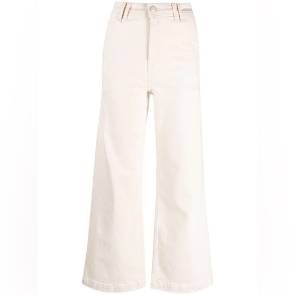 NWOT Bimba y Lola coral pink cropped high-rise wide-leg jeans - Picture 3 of 7